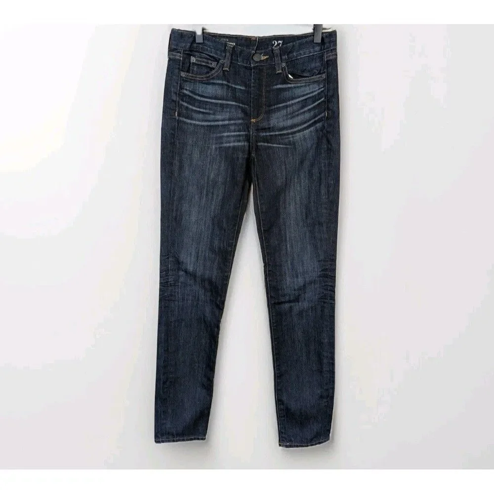 J Crew Toothpick Skinny Jeans Womens 27 Mid Rise Dark Wash Stretch Denim